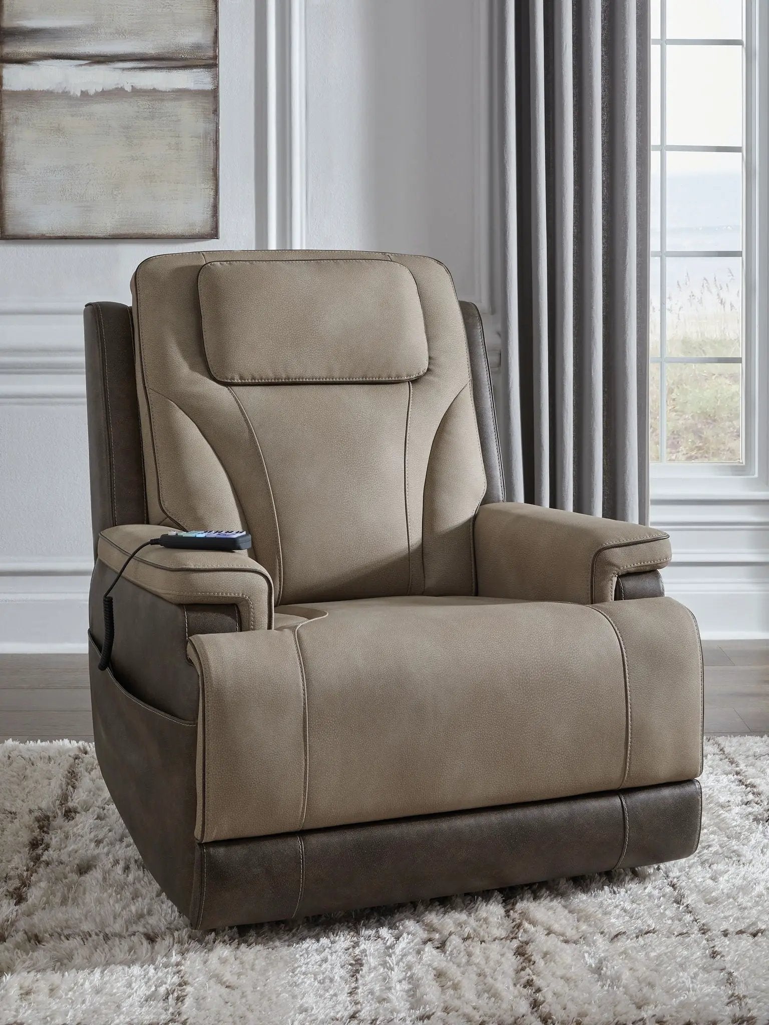 4Z-Peaceful Pause Serenity Zone Power Lift Recliner beige faux-leather lift chair with remote Unique Piece Furniture on Tampa Home & Garden Store
