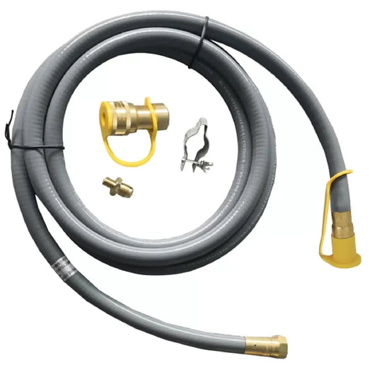 Fire Pit Gas Conversion Kit Gray with gray hose, brass fittings and clamps on Tampa Home & Garden Store