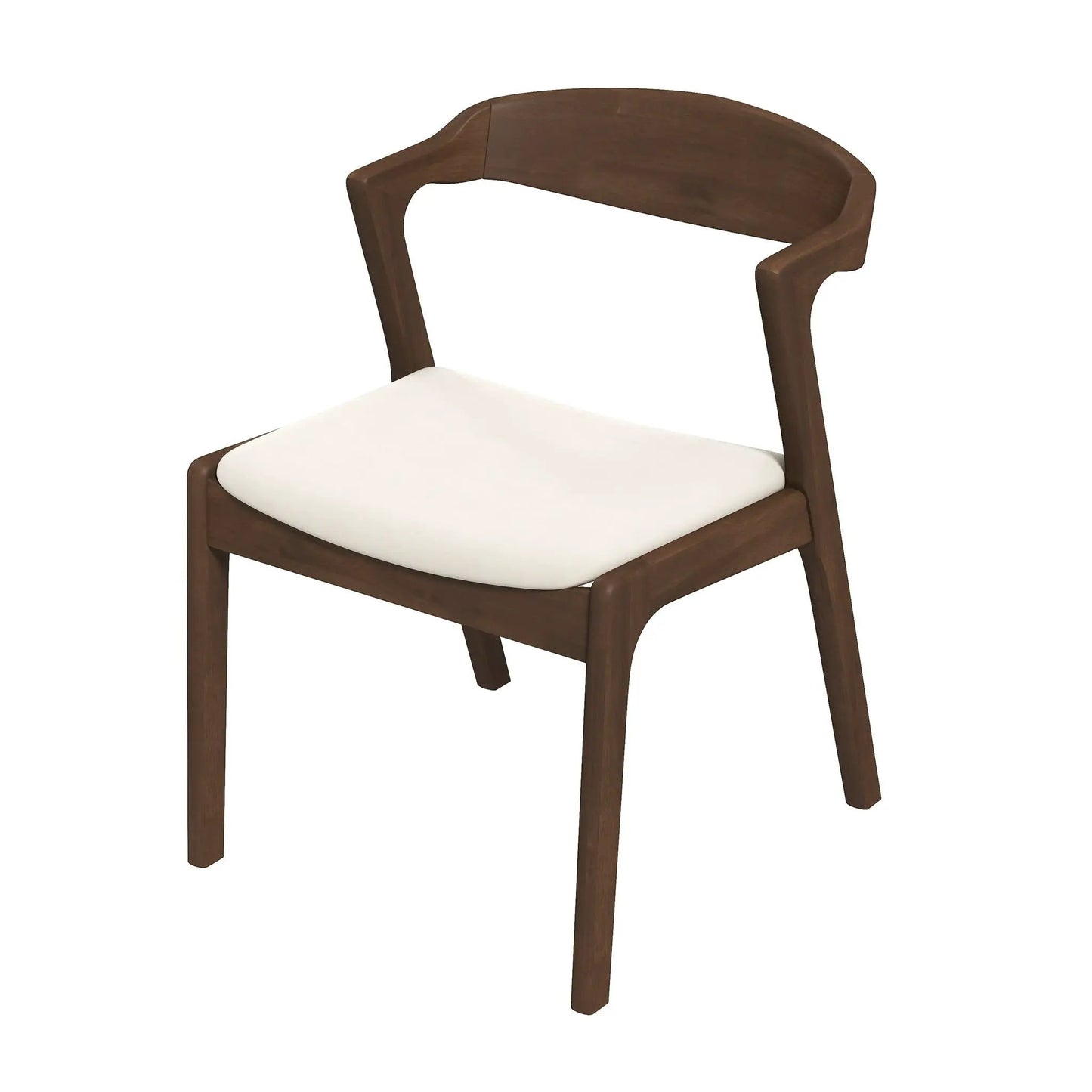 Dakota mid-century dining chair set of 2 with dark wood frame and white cushioned seat on Tampa Home & Garden Store