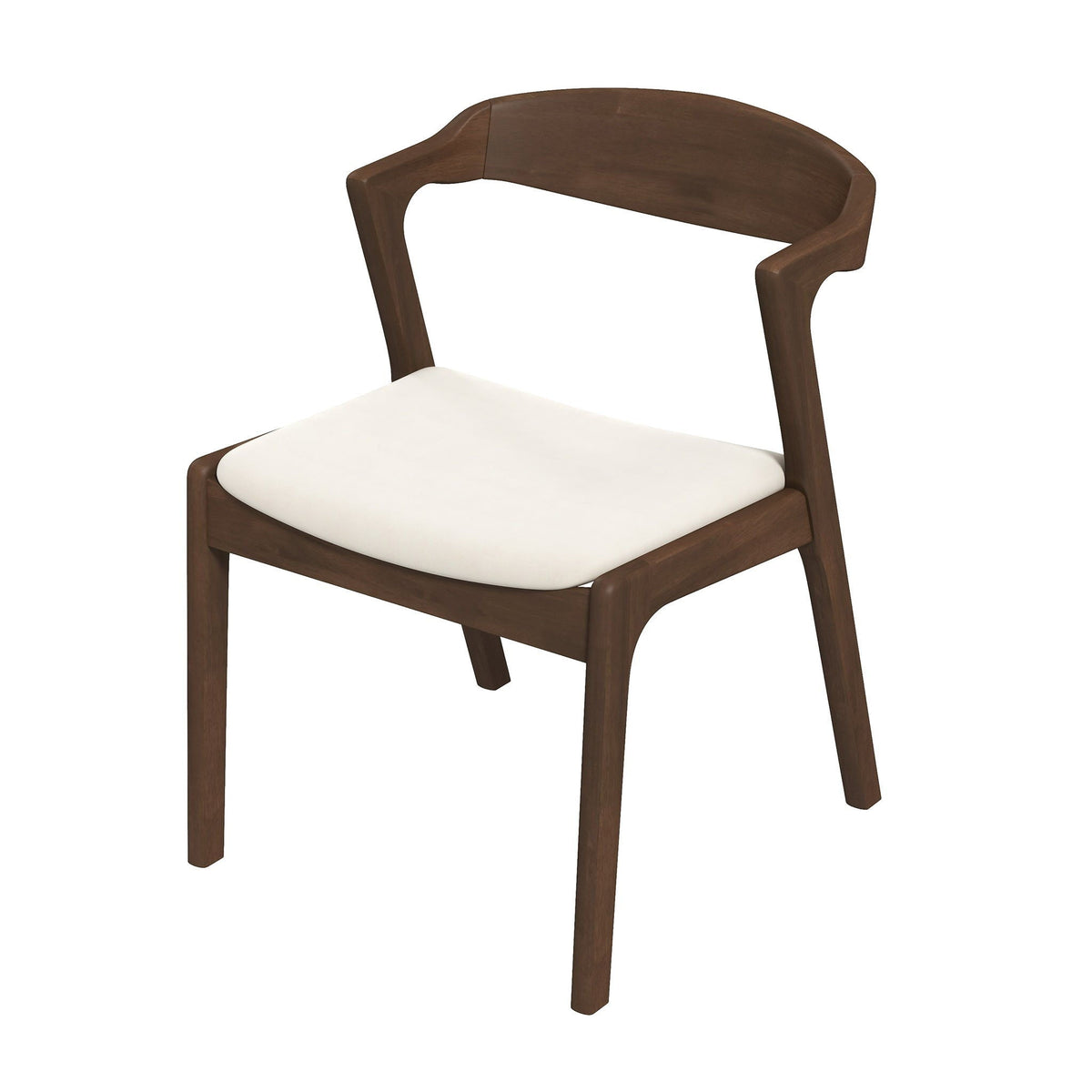 Mid-Century Modern dining chair set of 2 with solid wood frame and white cushions on Tampa Home & Garden Store