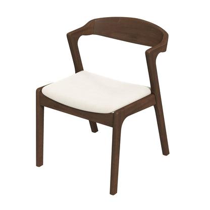 Mid-Century Modern dining chair set of 2 with solid wood frame and white cushions on Tampa Home & Garden Store