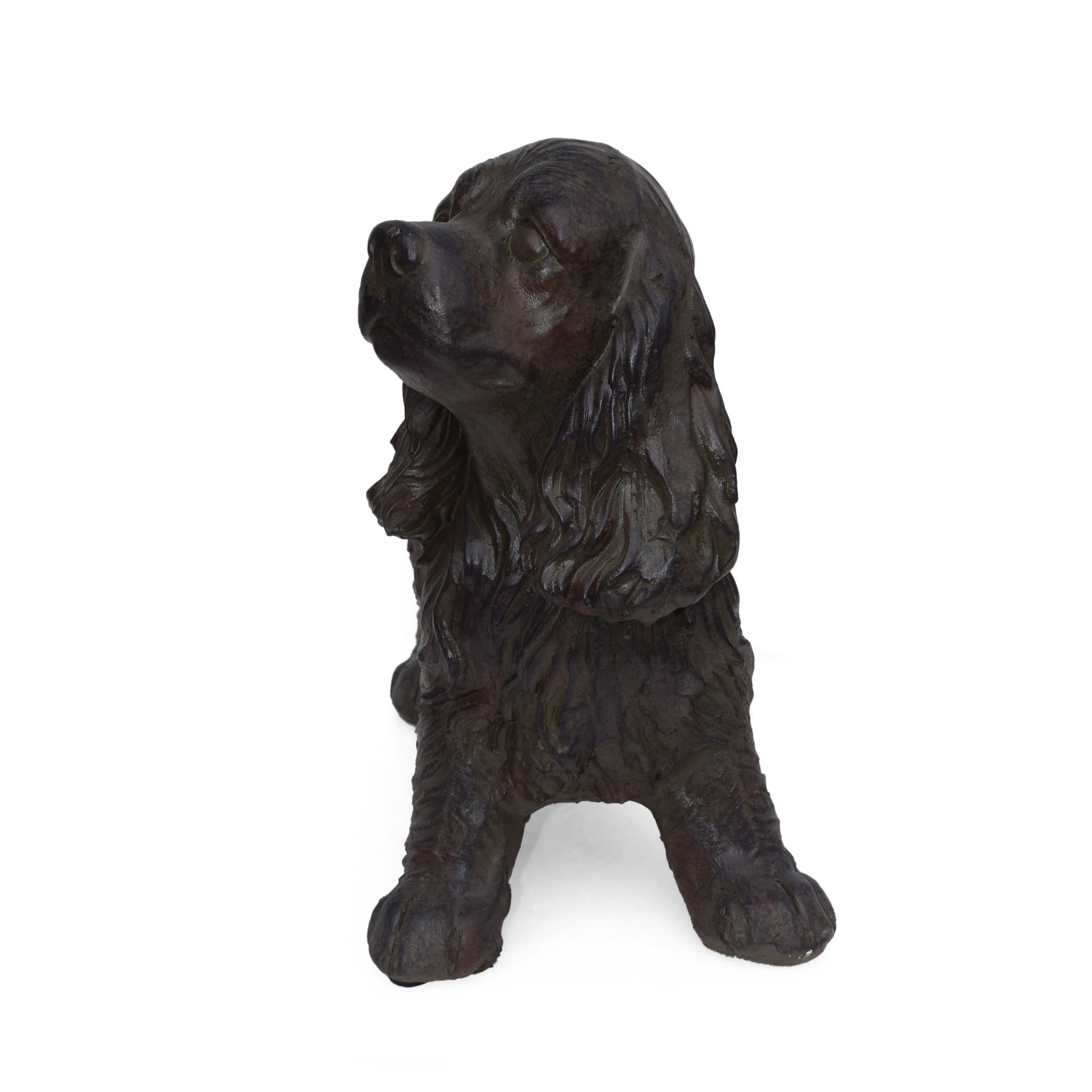 Josie Dog Cast Stone Garden Statue dark bronze finish, HouseOfZazla accessory on Tampa Home & Garden Store