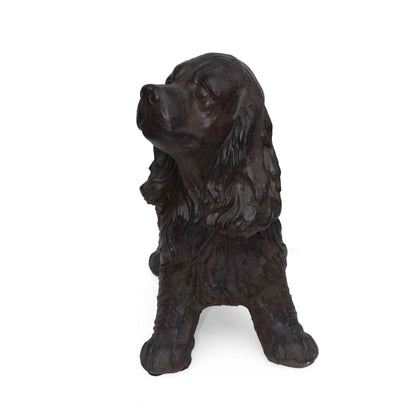 Josie Dog Cast Stone Garden Statue dark bronze finish, HouseOfZazla accessory on Tampa Home & Garden Store