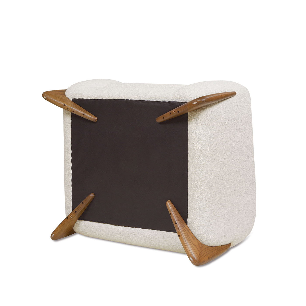 Sherpa Arm Chair with Removable Cushion white upholstery wooden legs HouseOfZazla on Tampa Home & Garden Store