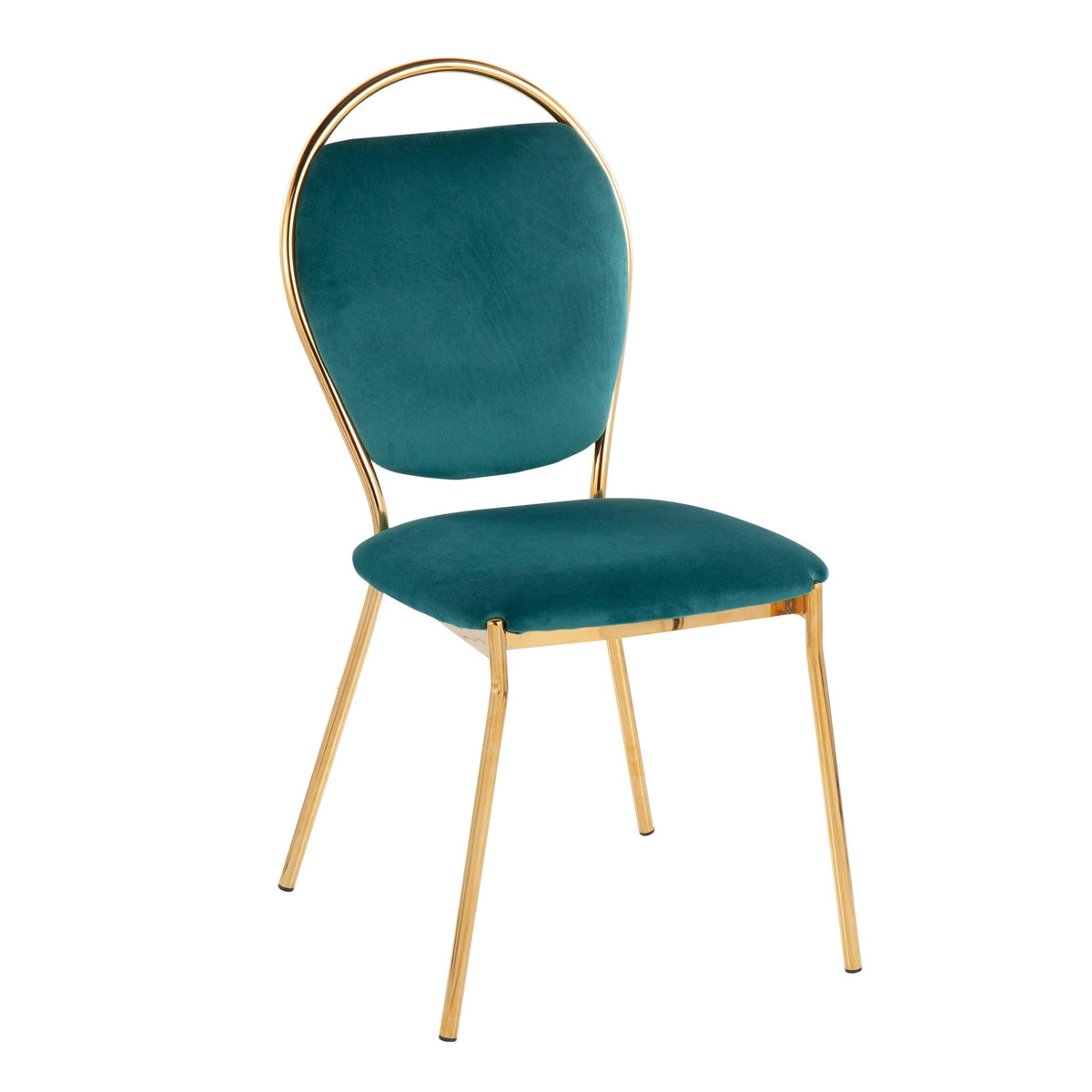 Contemporary glam dining chairs in teal velvet with gold frames, 2-pack by HouseOfZazla on Tampa Home & Garden Store