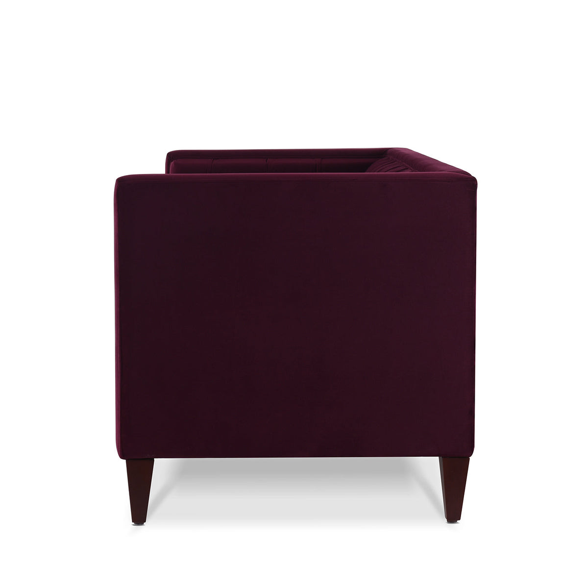 Jack 84in Modern Tuxedo Tufted Sofa burgundy velvet with square arms on Tampa Home & Garden Store