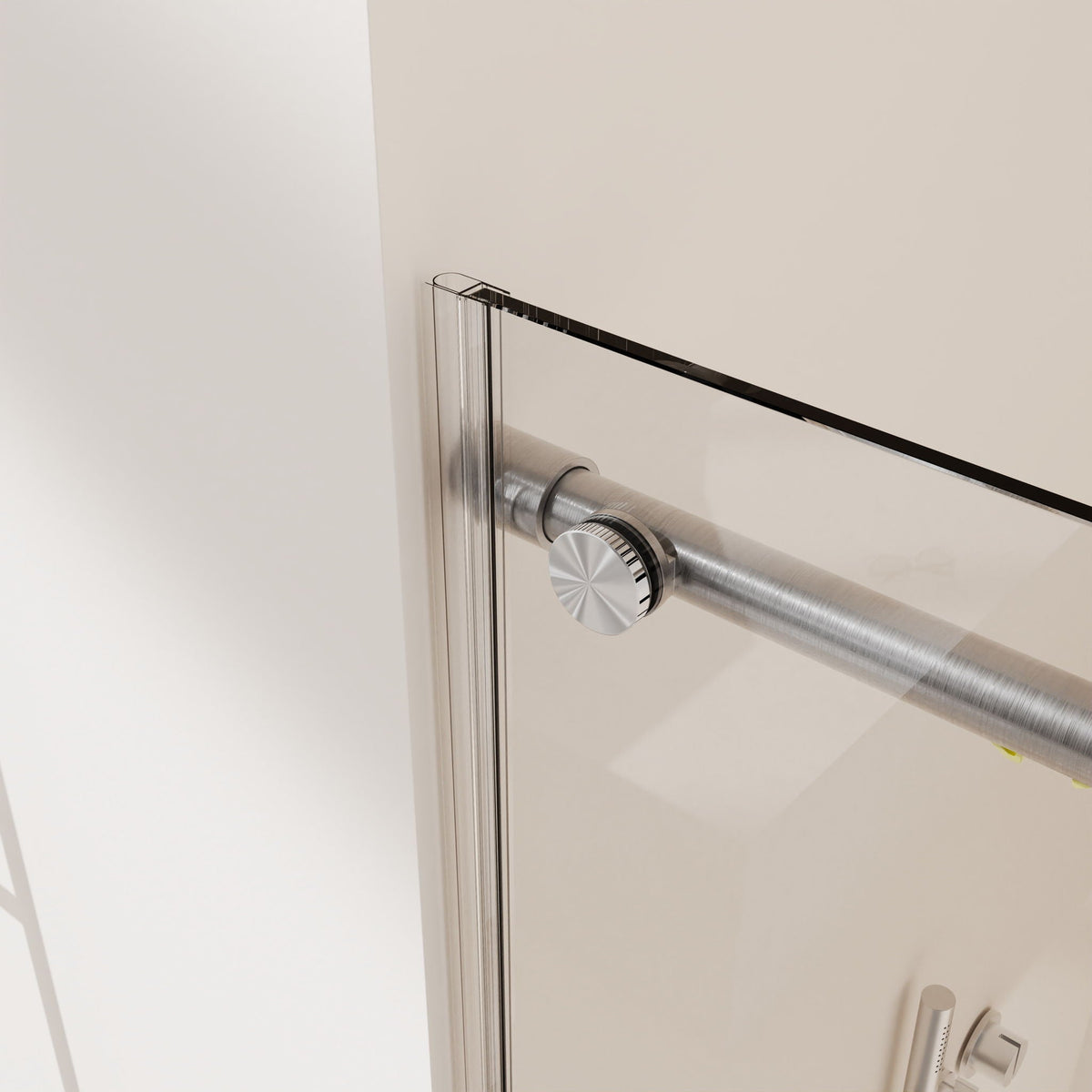 Frameless single sliding soft close shower doors with chrome hardware and glass panels on Tampa Home & Garden Store