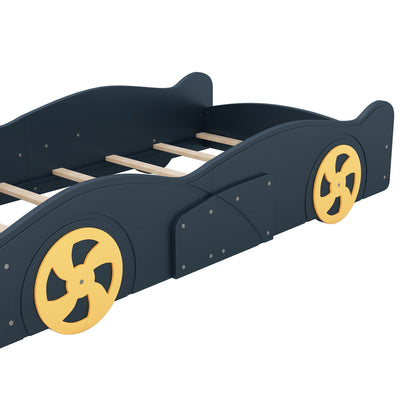 Race Car Shaped Platform Bed with wheels and storage in navy blue by HouseOfZazla on Tampa Home & Garden Store