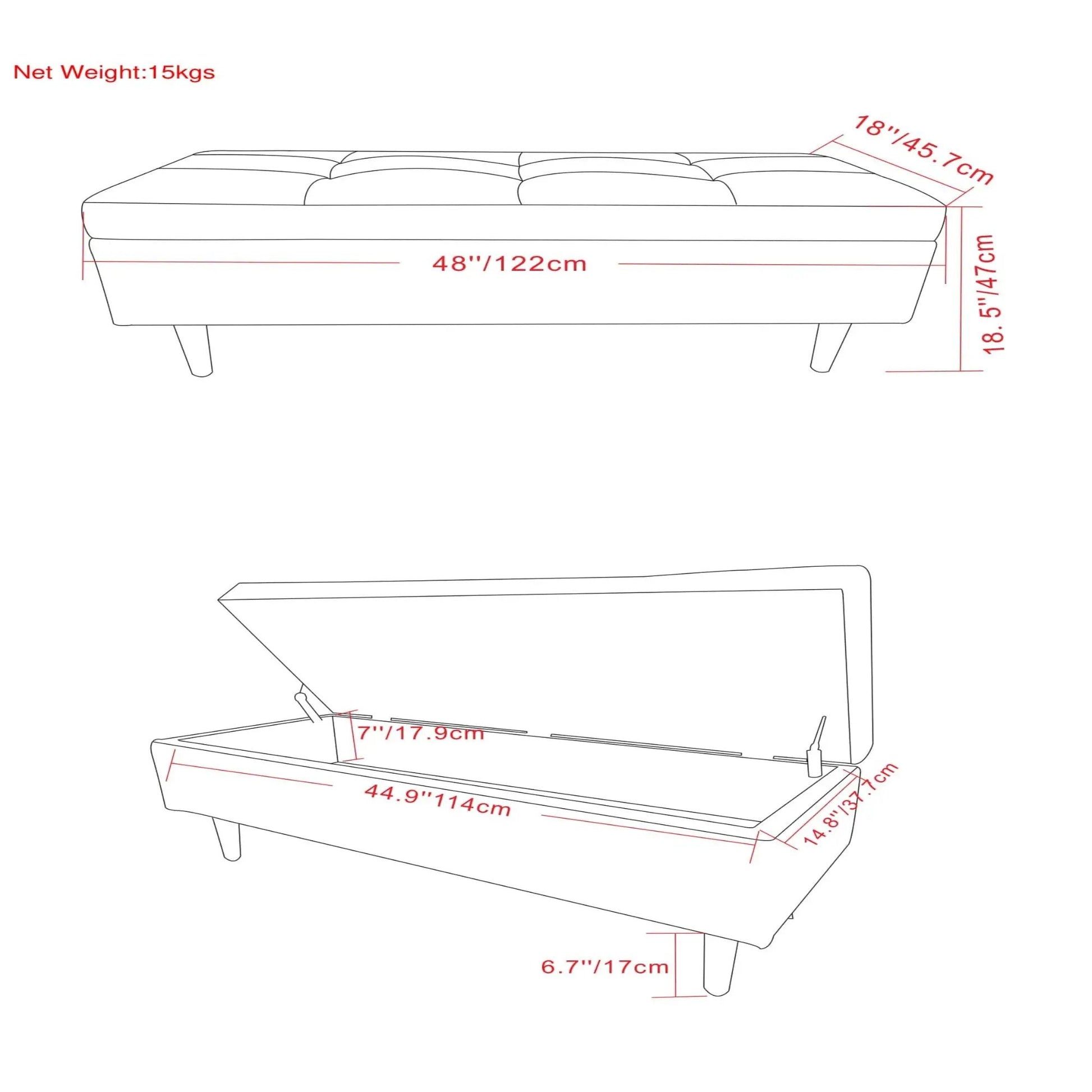 Shay large square storage ottoman coffee table with tufted top by Unique Piece Furniture on Tampa Home & Garden Store