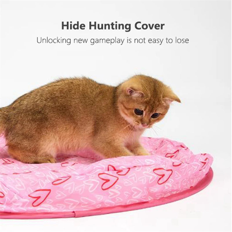 Automatic funny cat toy brown cat on pink heart-pattern pet bed on Tampa Home & Garden Store