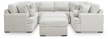 Cuddle Plush Sectional by Unique Piece Furniture in gray plush fabric with ottoman on Tampa Home & Garden Store