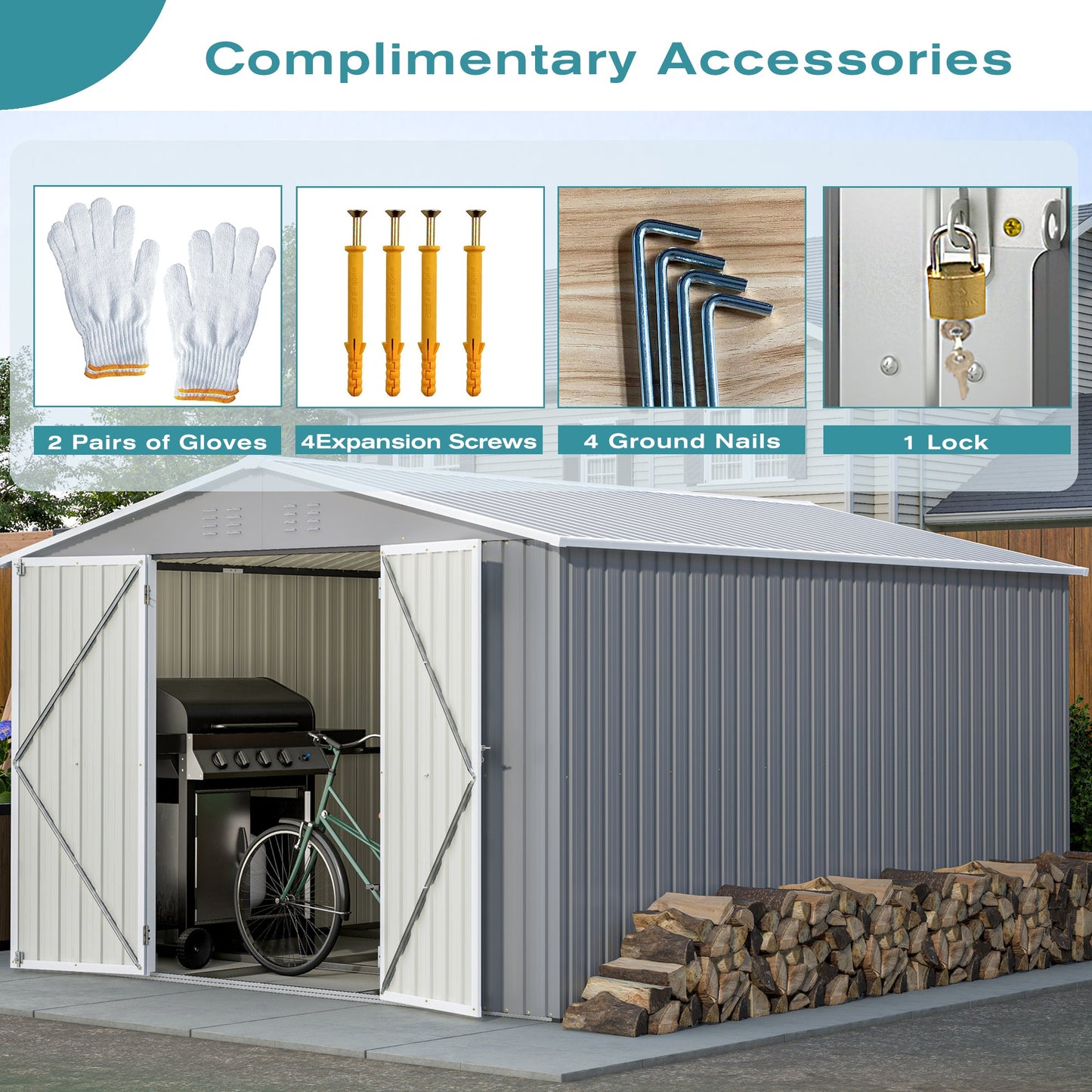 10 By 12 Feet Galvanized Steel Storage Shed