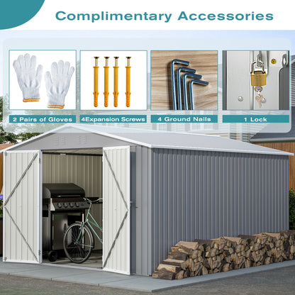 10 By 12 Feet Galvanized Steel Storage Shed
