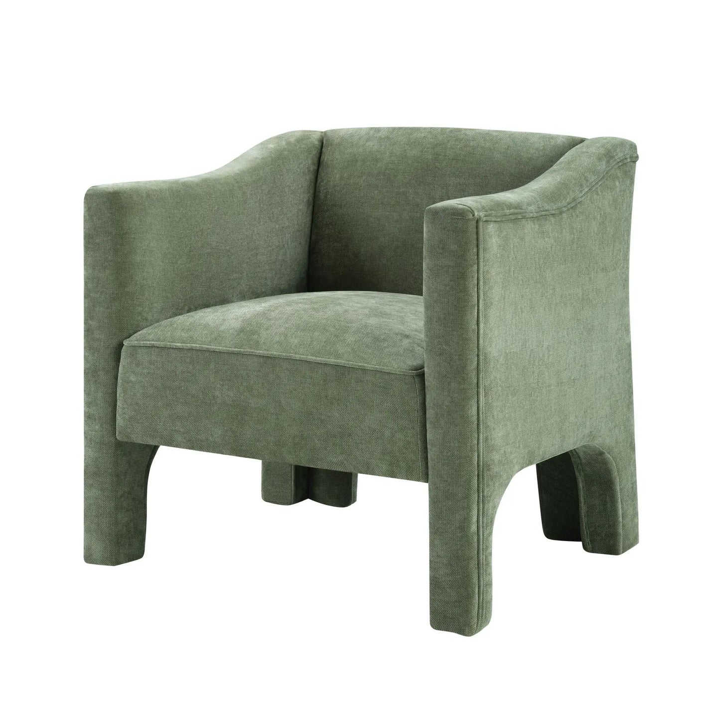 Barrel Accent Chair with enclosed arms in olive green fabric by Unique Piece Furniture on Tampa Home & Garden Store