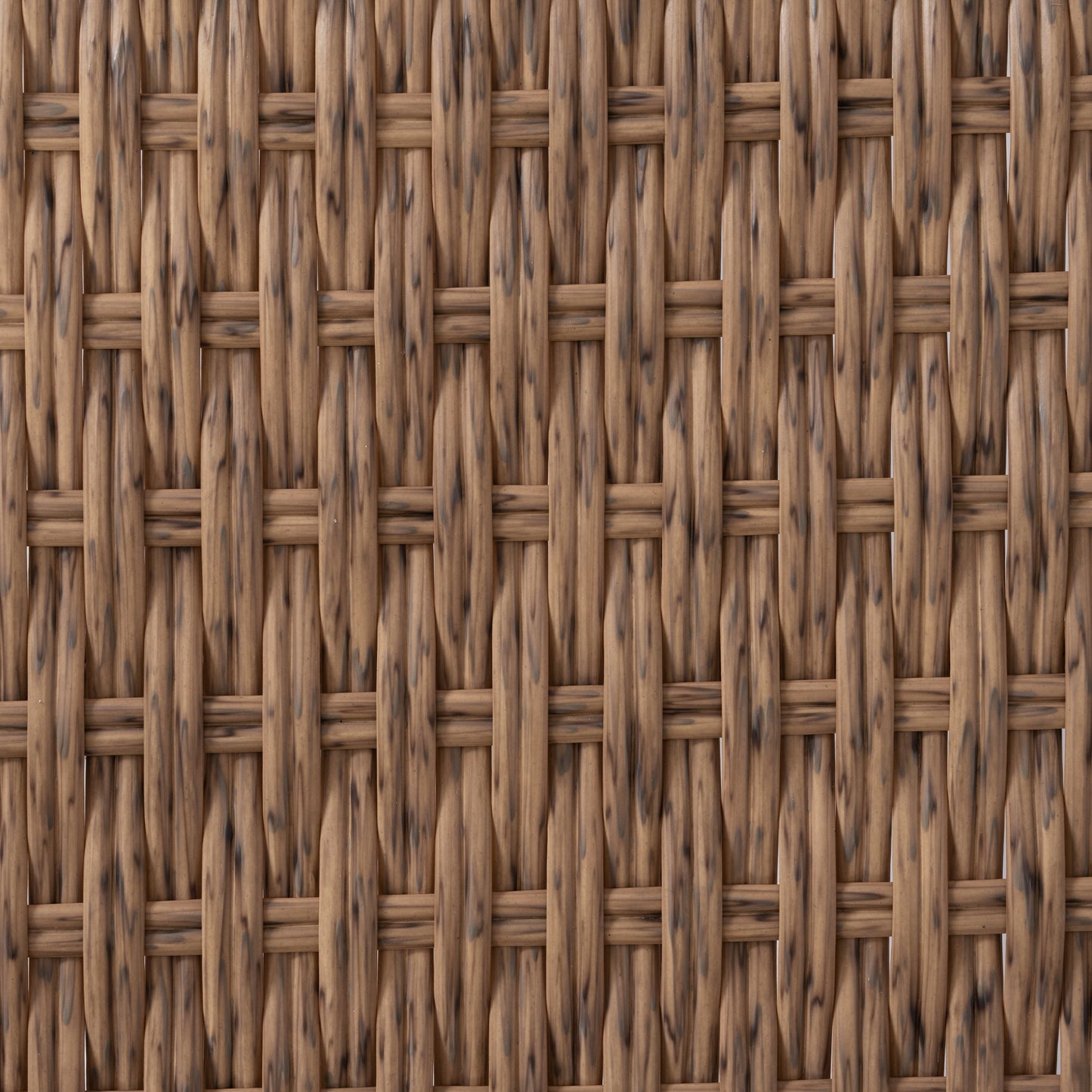 Outdoor brown PE wicker sofa set weave close-up showing interlaced panels on Tampa Home & Garden Store
