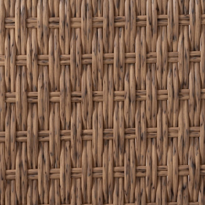 Outdoor brown PE wicker sofa set weave close-up showing interlaced panels on Tampa Home & Garden Store