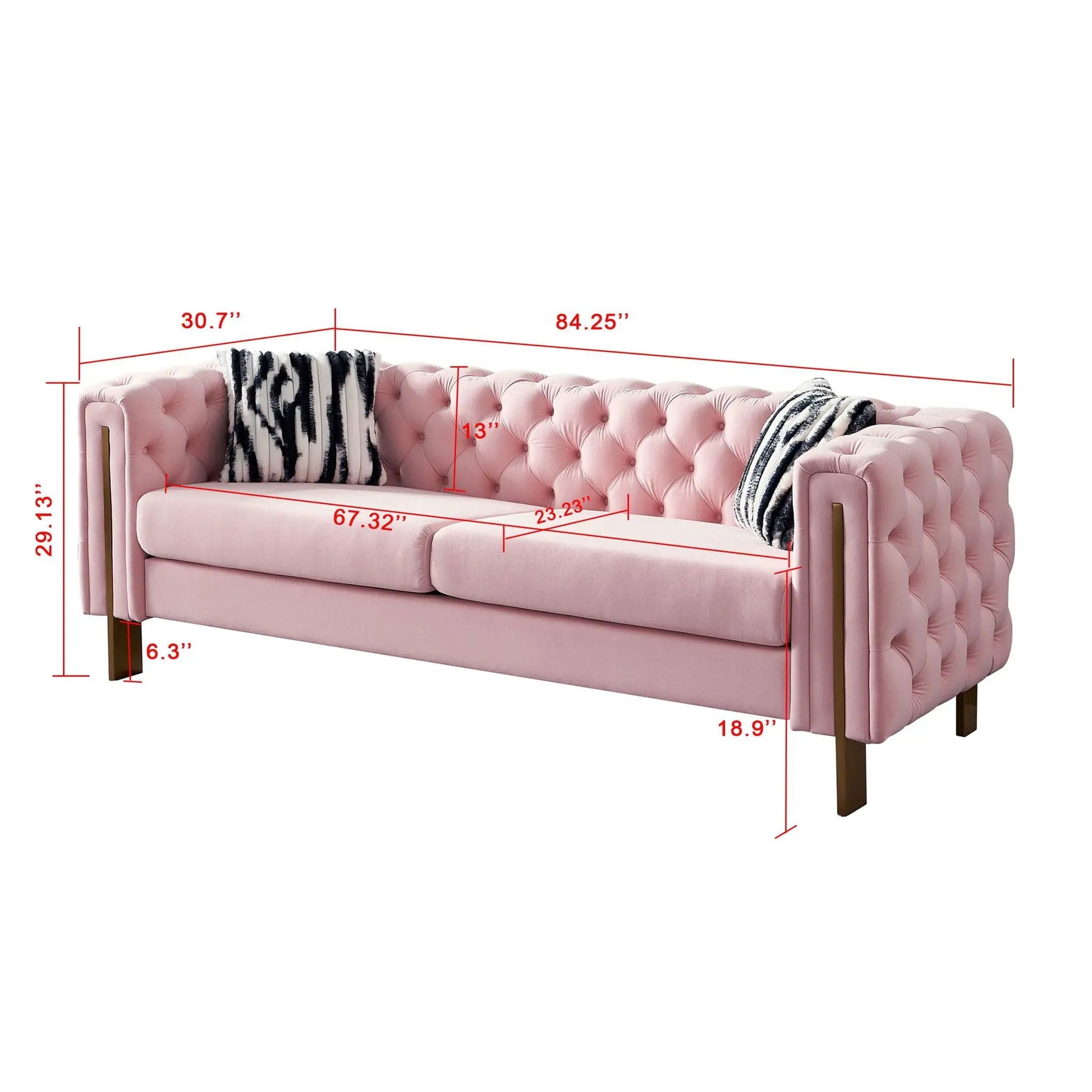 Chesterfield Modern Tufted Living Room Sofa 84.25W blush pink velvet by Unique Piece Furniture on Tampa Home & Garden Store