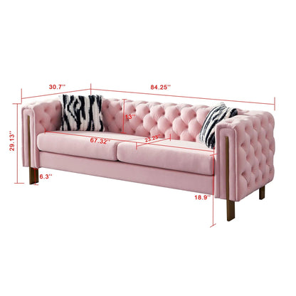 Chesterfield Modern Tufted Living Room Sofa 84.25W blush pink velvet by Unique Piece Furniture on Tampa Home & Garden Store
