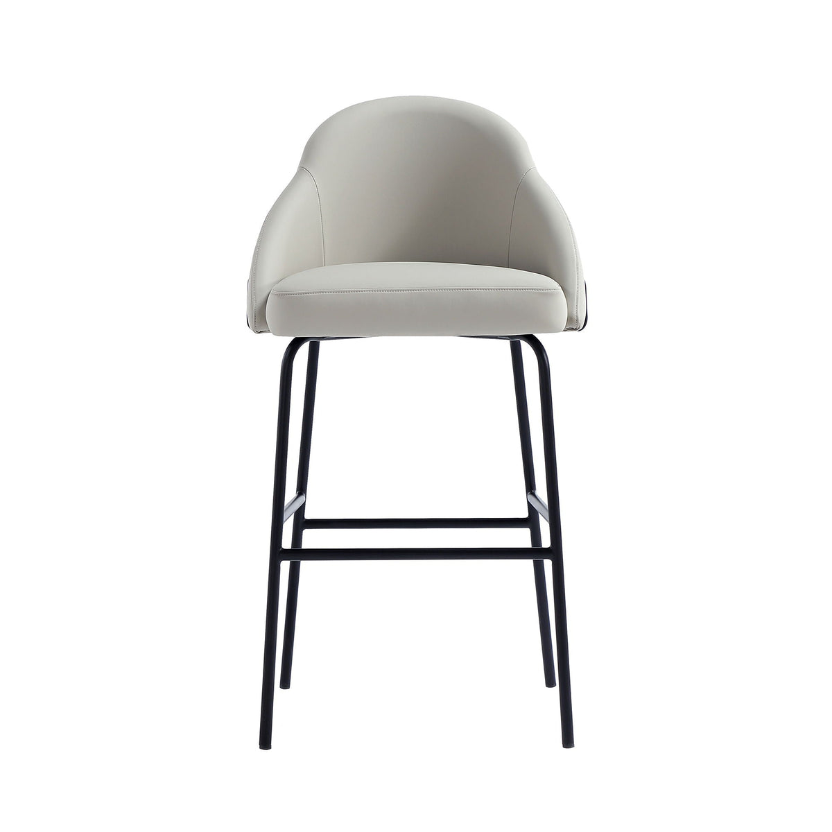 Gracie Upholstered Barstool beige faux leather curved back black metal legs bar height 28–30 HouseOfZazla on Tampa Home & Garden Store
