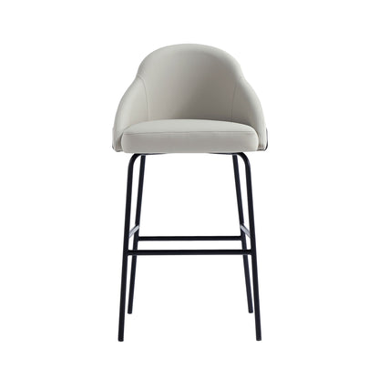 Gracie Upholstered Barstool beige faux leather curved back black metal legs bar height 28–30 HouseOfZazla on Tampa Home & Garden Store