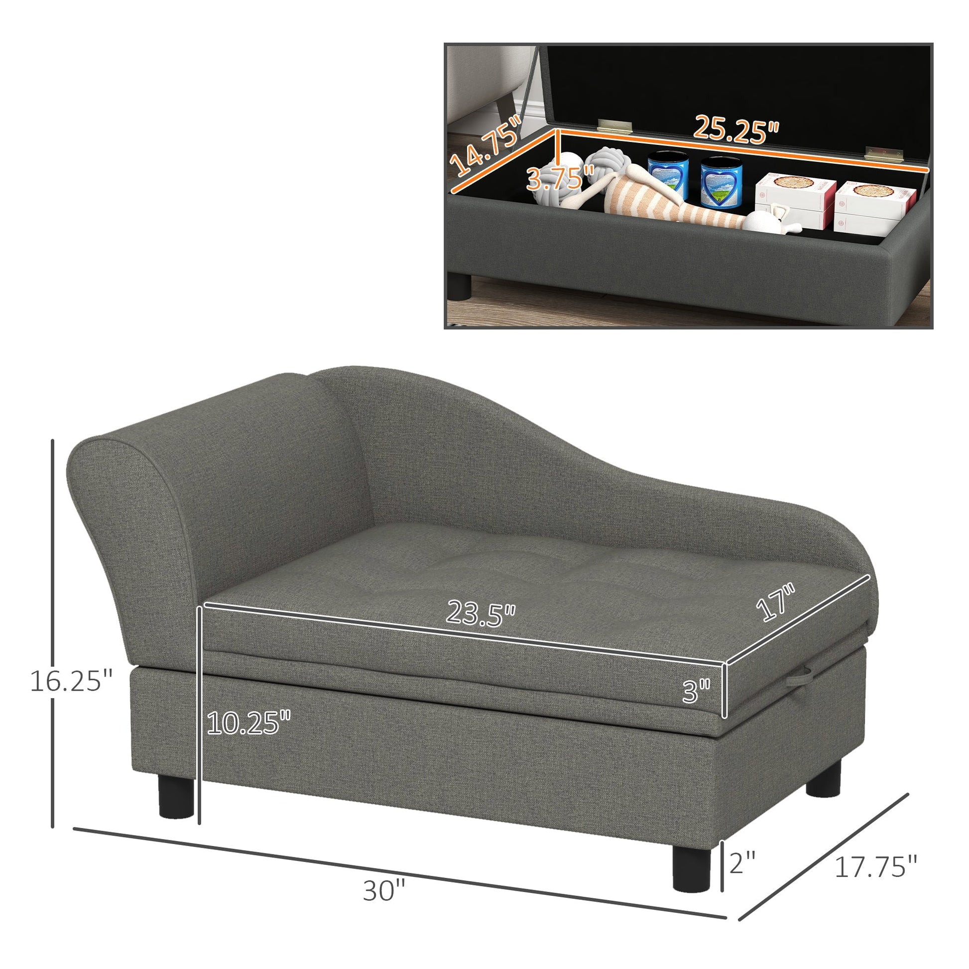 PawHut Pet Sofa Dog Couch Gray, gray fabric pet bed by HouseOfZazla, Pet Supplies on Tampa Home & Garden Store