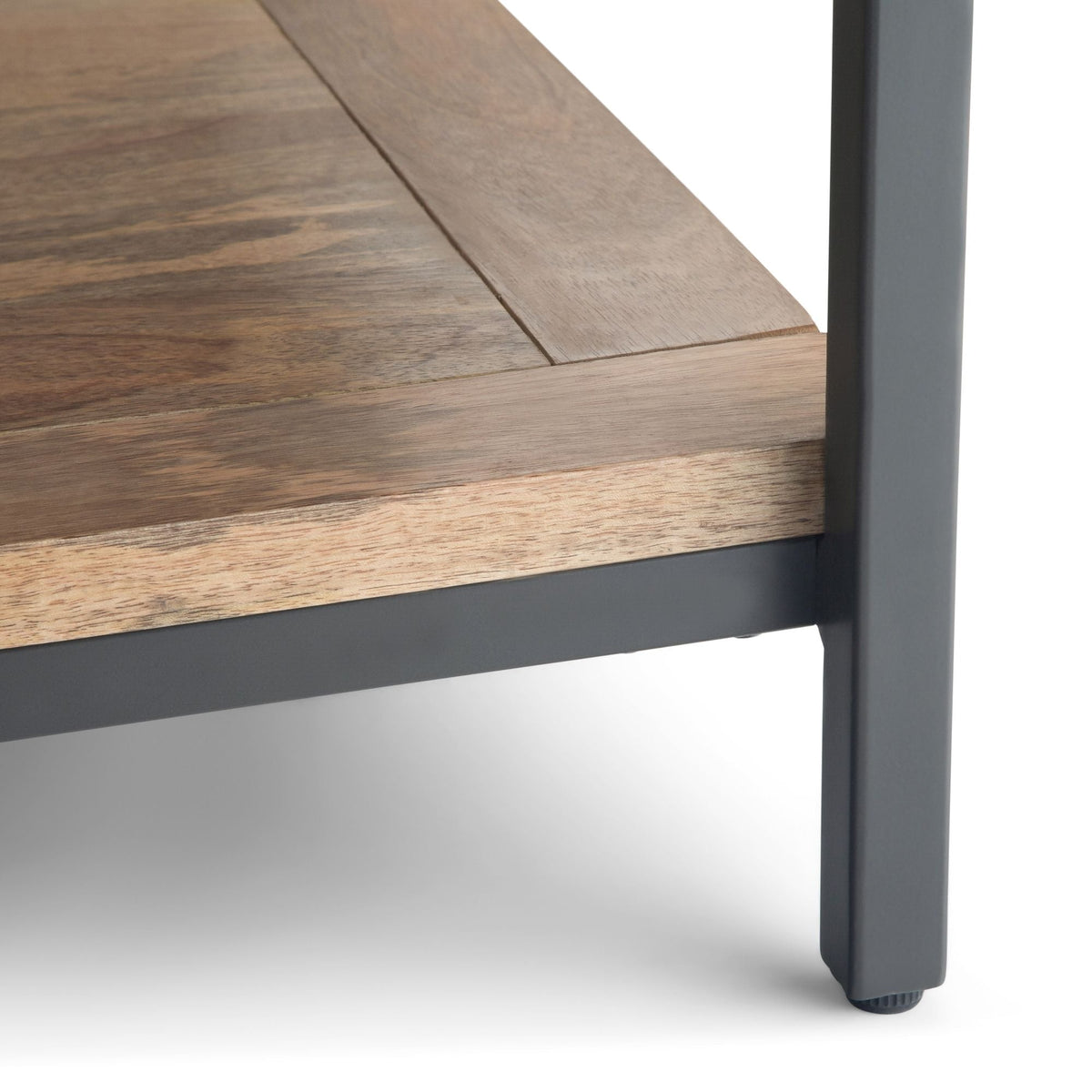 Solid mango wood coffee table in light brown with black metal frame by HouseOfZazla on Tampa Home & Garden Store