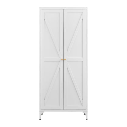 Adjustable 2-Door Kitchen Pantry Cabinet with striped diagonal doors, white finish on Tampa Home & Garden Store