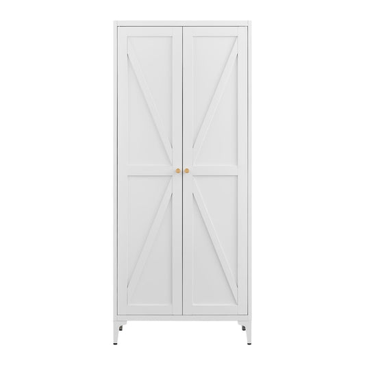 Adjustable 2-Door Kitchen Pantry Cabinet with striped diagonal doors, white finish on Tampa Home & Garden Store
