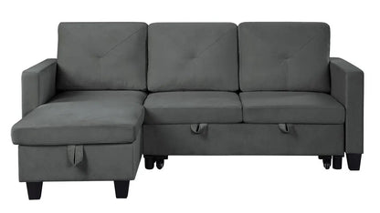 Nova reversible sleeper sectional sofa with storage chaise in gray fabric; left chaise, 3-seat on Tampa Home & Garden Store