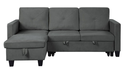 Nova reversible sleeper sectional sofa with storage chaise in gray fabric HouseOfZazla on Tampa Home & Garden Store