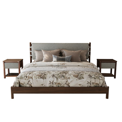 Modern Queen Bed Frame and Two Nightstands