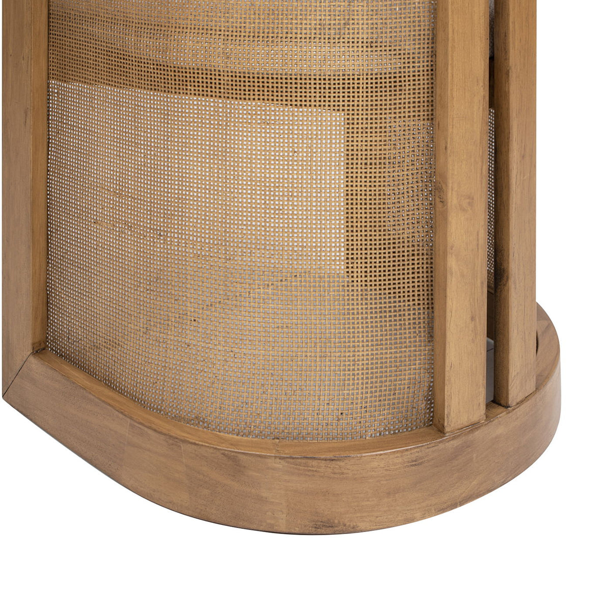 Curved dining arm chair with woven cane panel in natural wood finish by HouseOfZazla on Tampa Home & Garden Store