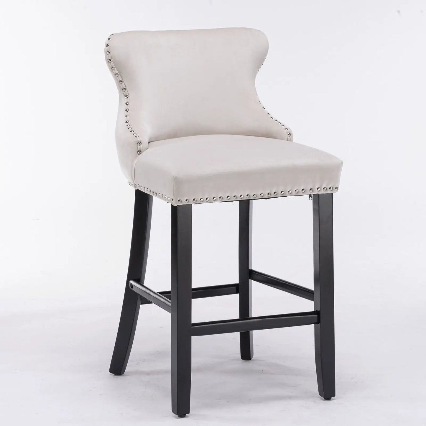 Contemporary Wing-Back Barstools with Tufting