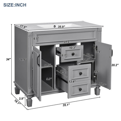 Bathroom Vanity With Ceramic Sink and Storage