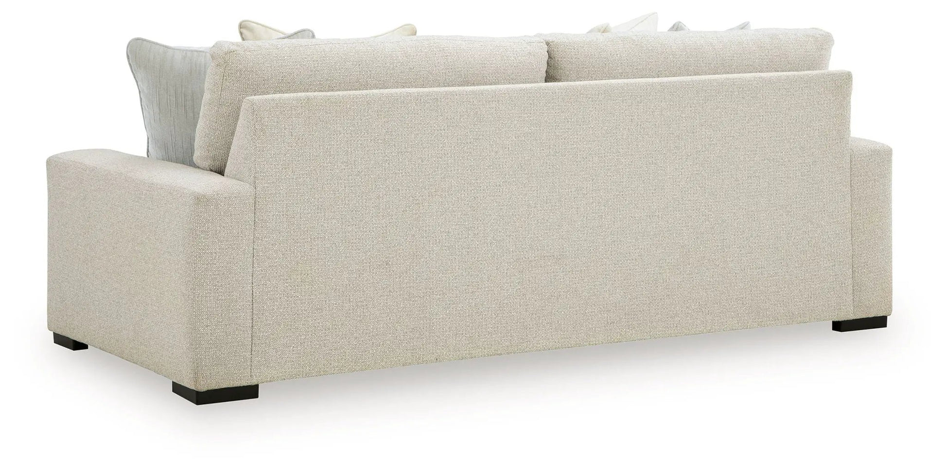 Conlee-Pike Linen Sofa, beige stationary sofa with back cushions and black block legs on Tampa Home & Garden Store