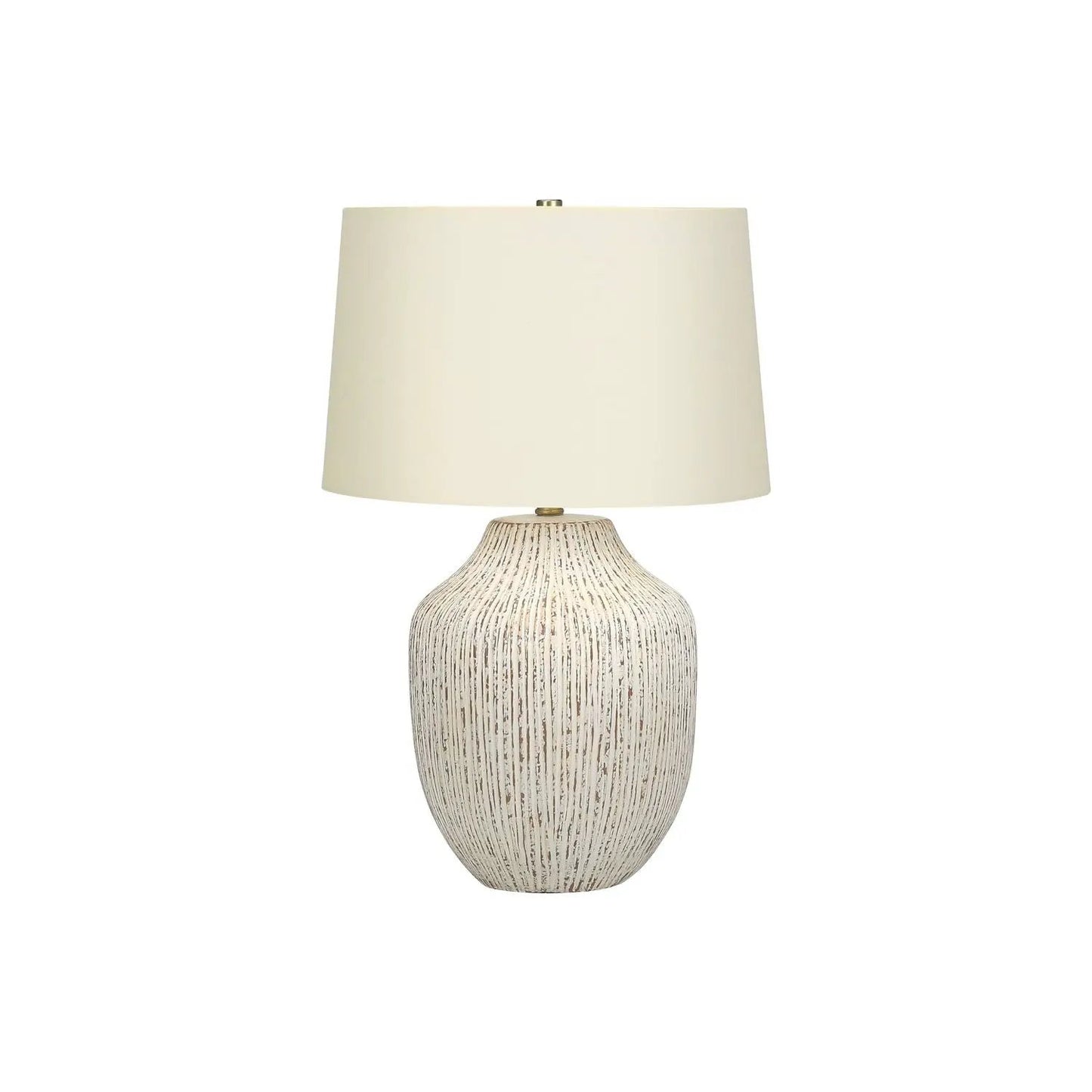 Table lamp ceramic base with cream glaze and vertical textured ribs, cream shade on Tampa Home & Garden Store