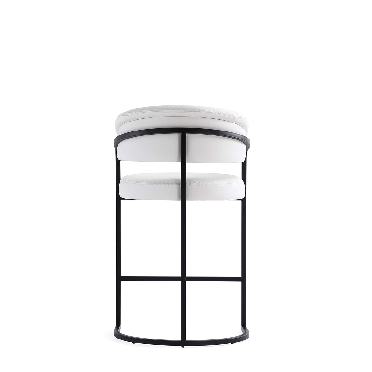 Augusta Counter Stool set of 3 in white leather with black metal frame on Tampa Home & Garden Store