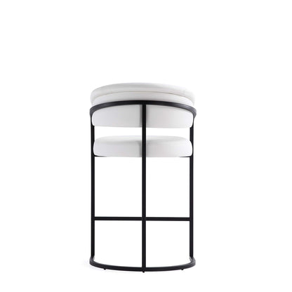 Augusta Counter Stool set of 3 in white leather with black metal frame on Tampa Home & Garden Store