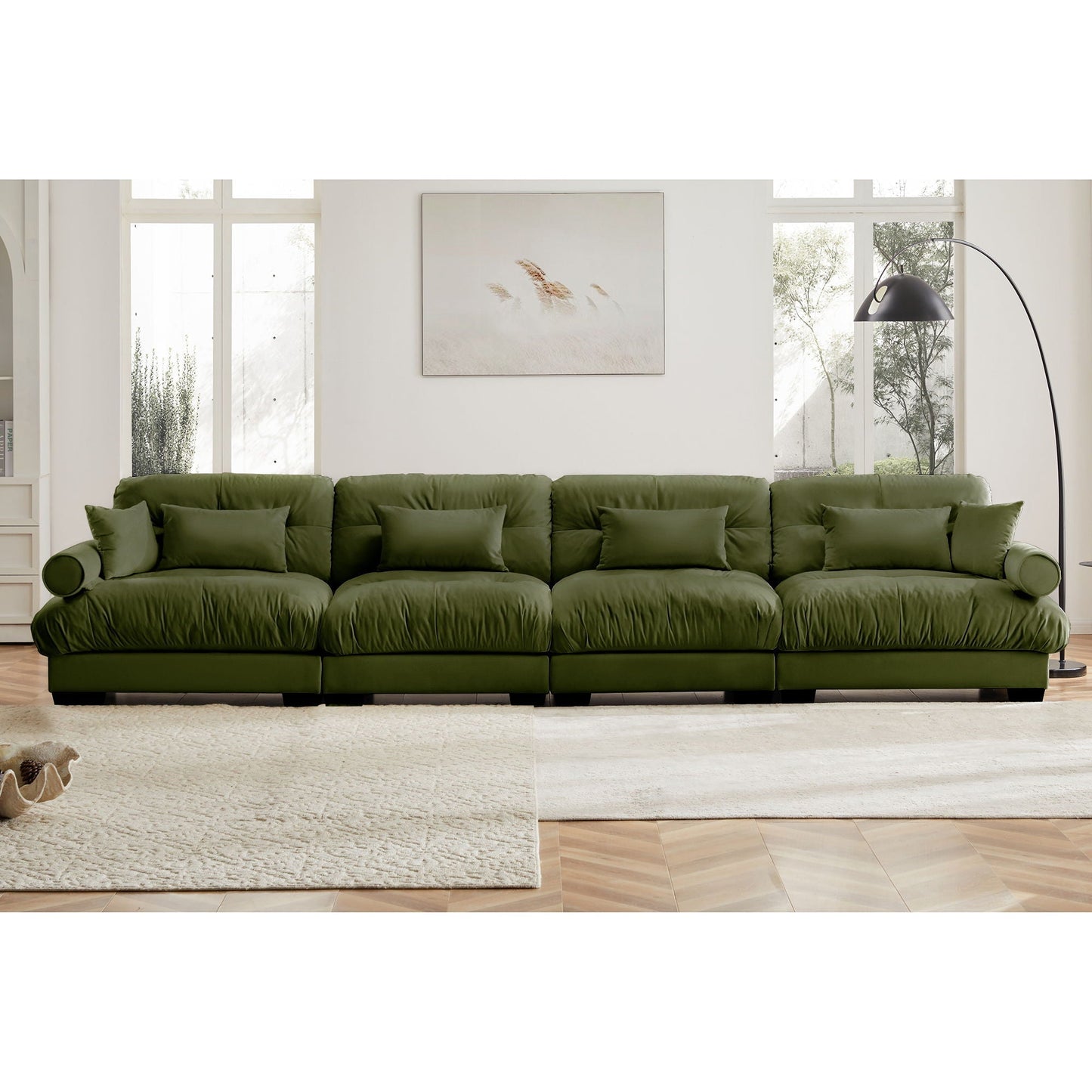 Super Comfort Oversized Modular Sectional Sofa by HouseOfZazla, olive green fabric on Tampa Home & Garden Store