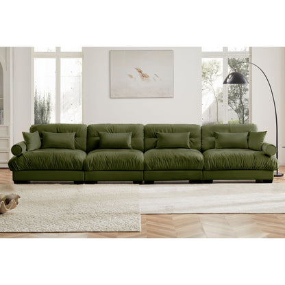 Super Comfort Oversized Modular Sectional Sofa by HouseOfZazla, olive green fabric on Tampa Home & Garden Store