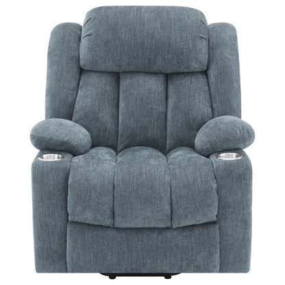 Power lift recliner Beca blue-gray fabric with USB charging cupholders Unique Piece Furniture on Tampa Home & Garden Store
