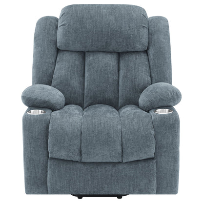 Beca Power Lift Recliner with USB and cupholders in blue-gray fabric HouseOfZazla on Tampa Home & Garden Store