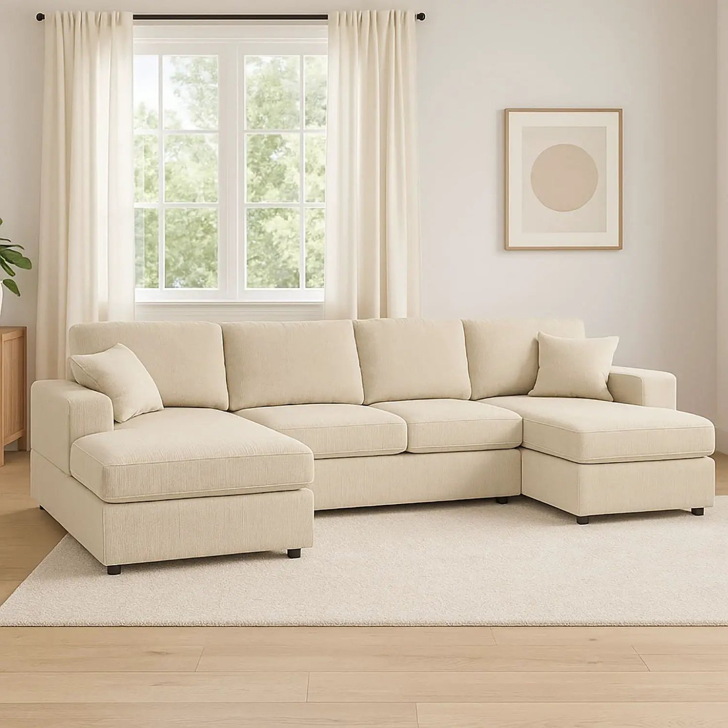 3 Piece Double Chaise Sectional Sofa for Family