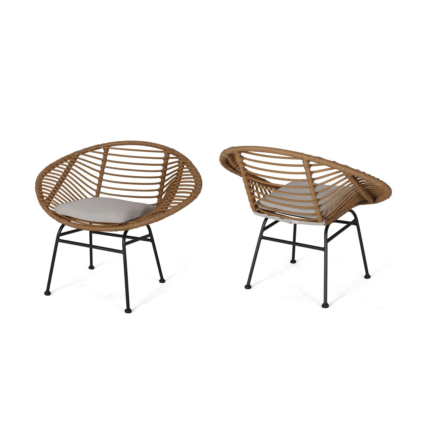 Cordella outdoor woven wicker chairs with gray cushions, set of 2, HouseOfZazla on Tampa Home & Garden Store