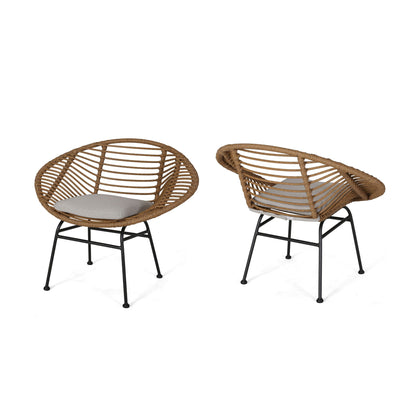 Cordella outdoor woven wicker chairs with gray cushions, set of 2, HouseOfZazla on Tampa Home & Garden Store