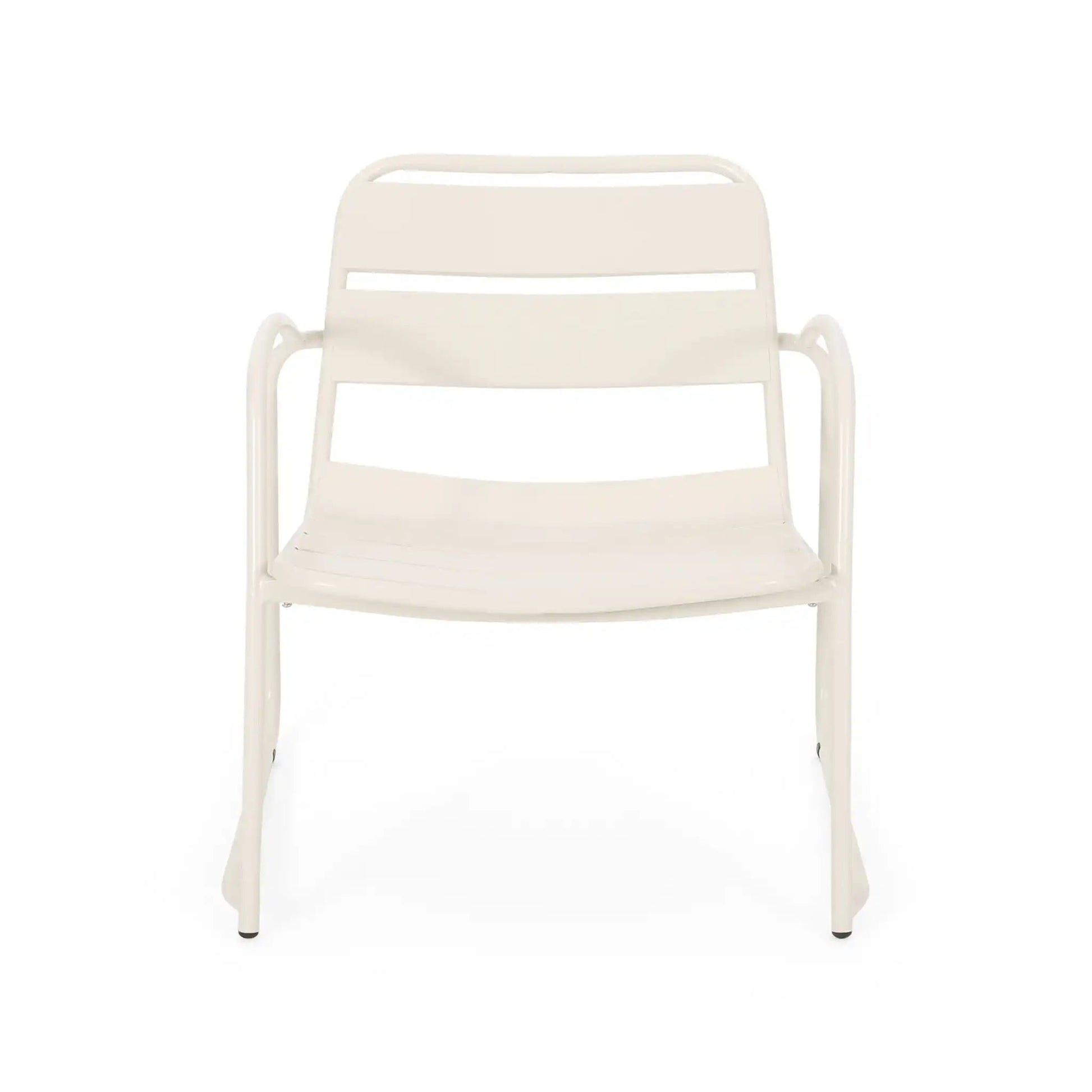 Conrad Outdoor Chair by HouseOfZazla, white plastic outdoor armchair with slatted back on Tampa Home & Garden Store