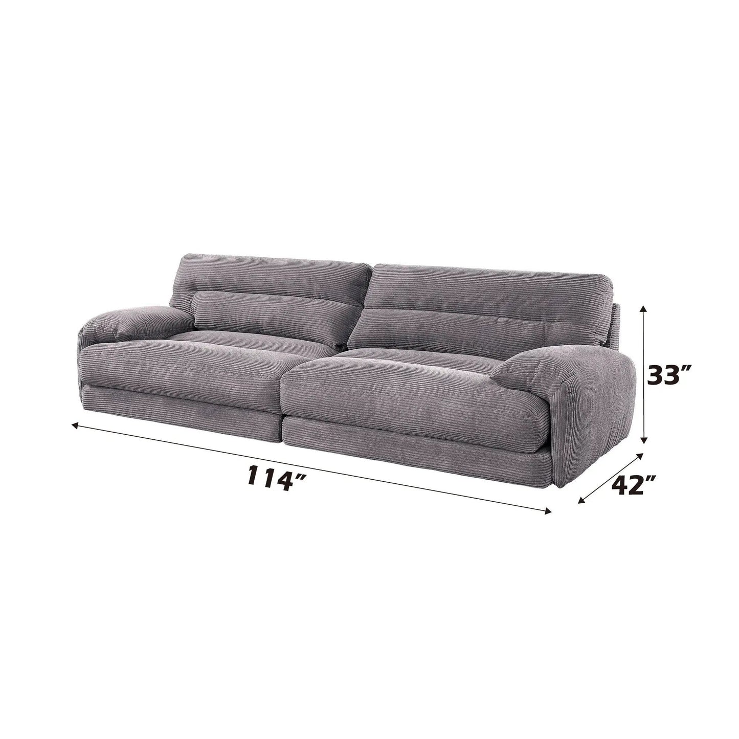 Cadenza Corduroy Gray stationary sofa 114in wide by Unique Piece Furniture on Tampa Home & Garden Store