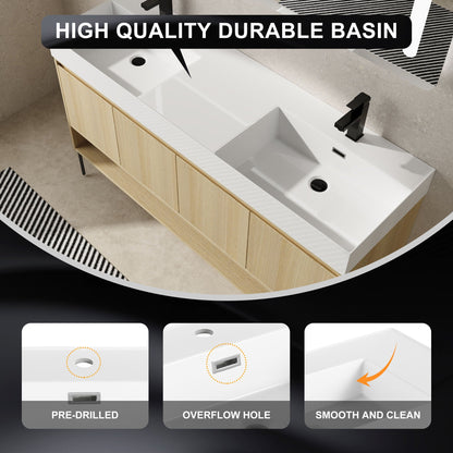 Modern bathroom vanity combo with single resin sink, light wood cabinet by HouseOfZazla on Tampa Home & Garden Store