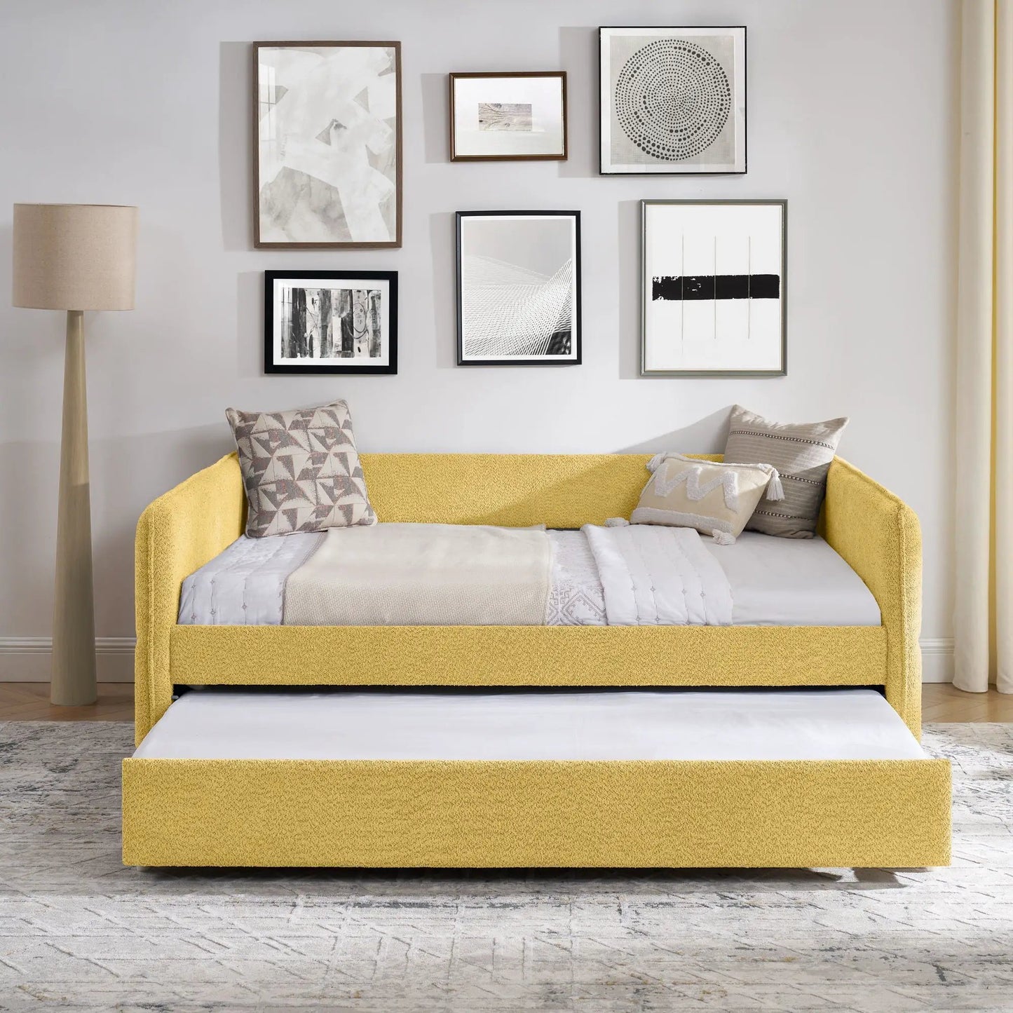 Upholstered Daybed With Pop Up Trundle For Guests