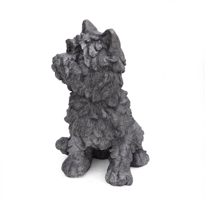 Cricket dog cast stone garden statue by HouseOfZazla in dark gray textured rock finish on Tampa Home & Garden Store